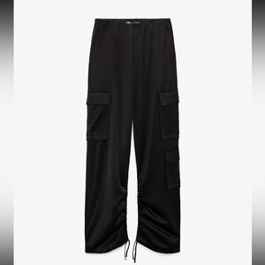 Satin Black Cargo Pants